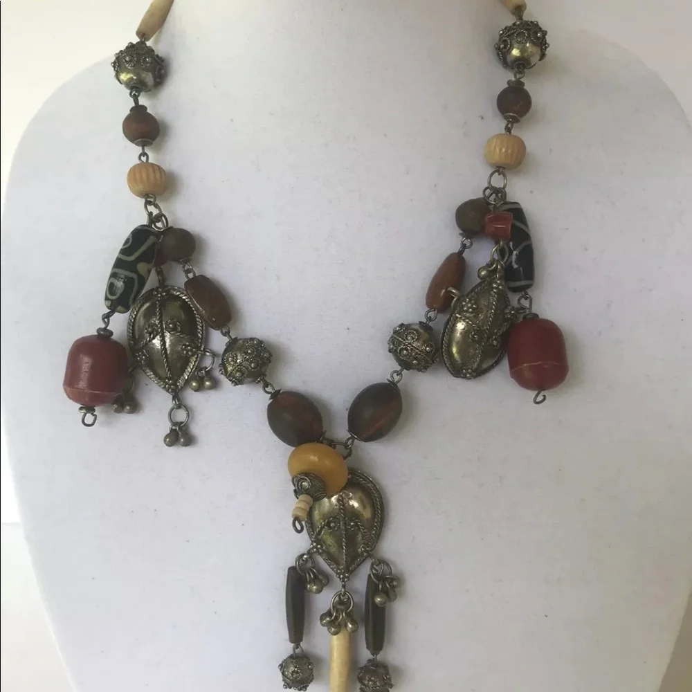 Multi Stone african Necklace brown‎ earth tones